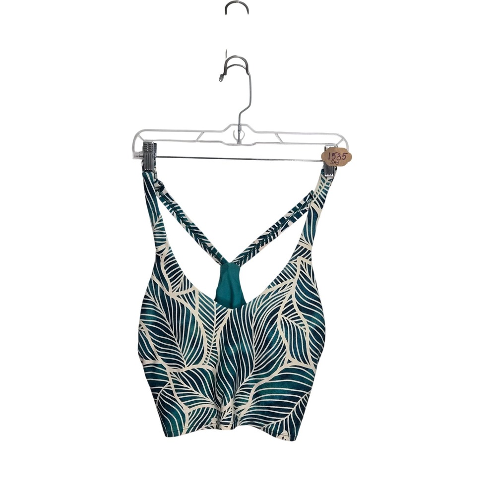 Next by Athena Womens Teal Tropical Leaf Racerback Bikini Top NE49174 Large
